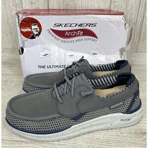 Men's Skechers Arch Fit Melo Waymer Sz 8.5 Arch Boat 204589 Charcoal Gray SlipOn